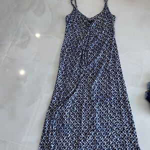 Talbots Navy and White Patterned Maxi Dress